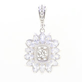 Sterling Silver Semi Mount Pendant Setting Cushion CU 14x10mm Halo